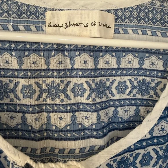 NWOT Daughters of India Blue and White Midi Dress - Picture 2 of 4